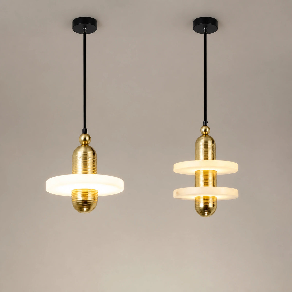 Alabaster Disc Pendant Light