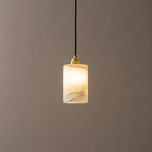 Alabaster Cylindrical Mini Pendant Light