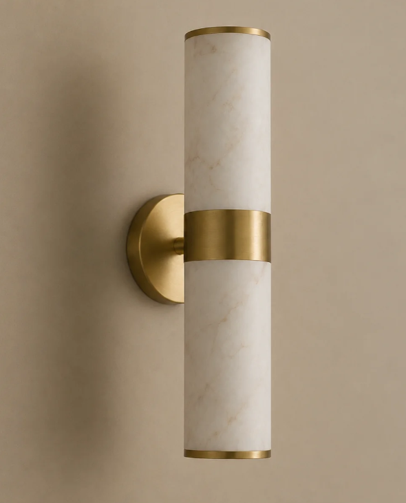 Natural marble all-copper living room background wall lamp designer art French light luxury Italian bedroom bedside lamp
