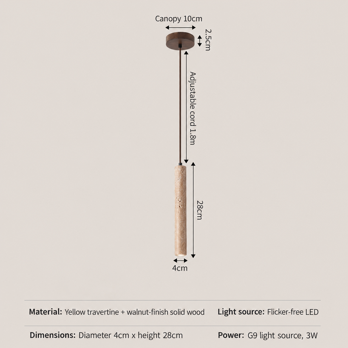 Sabi Pendant Light, Natural Travertine