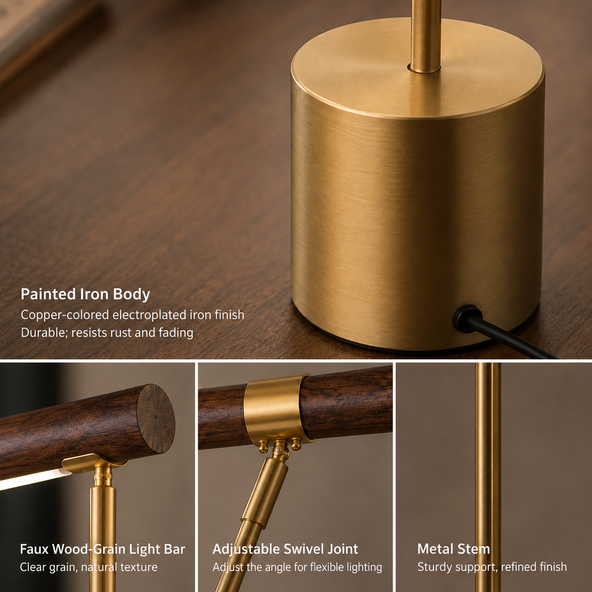 Nordic Creative Wood Grain Led Table Lamp, Light Luxury Designer Bedside Lamp, Office Hotel Study Reading Atmosphere Light