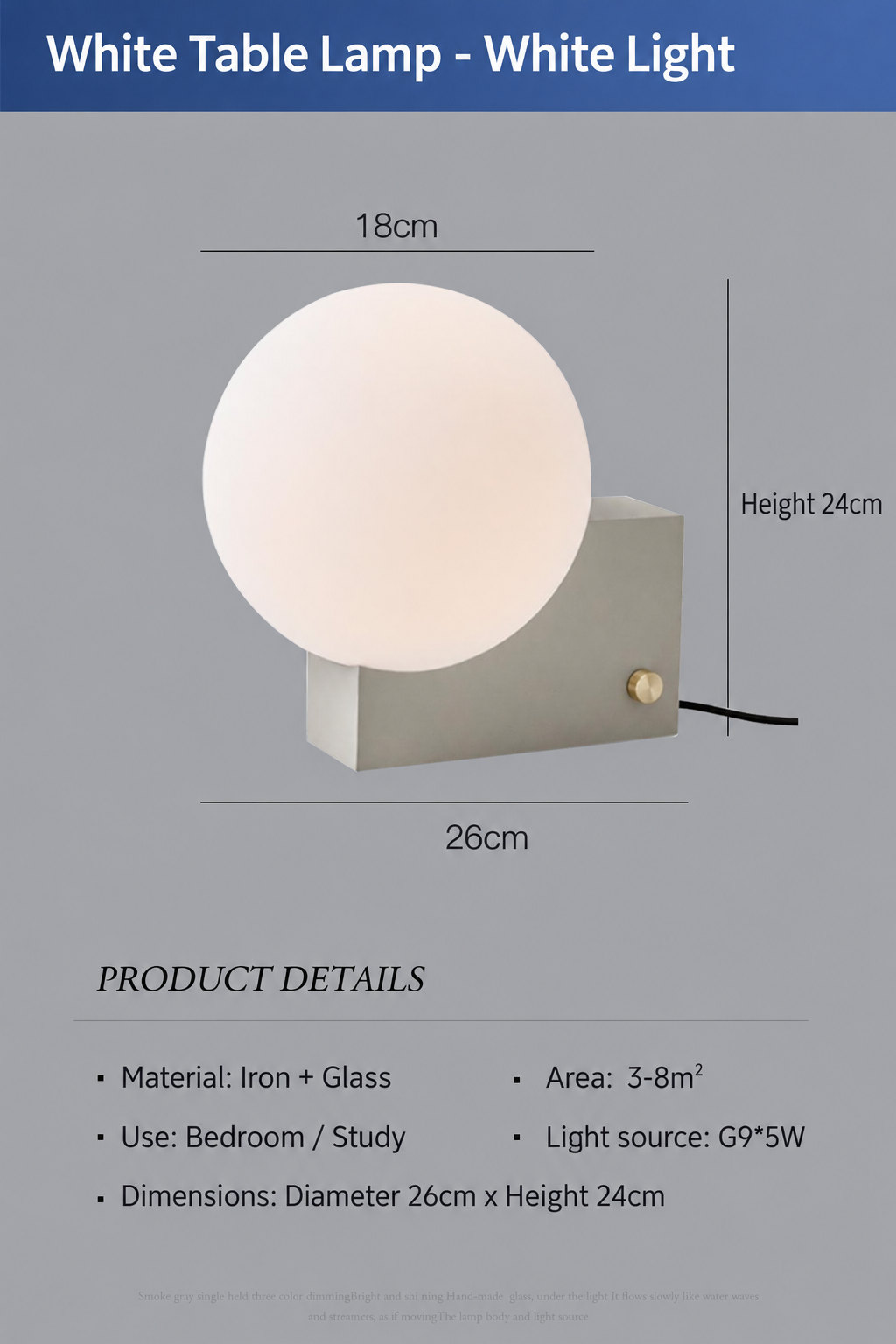 Frostveil Desk Lamp, Frosted Glass and Polished Stainless Steel