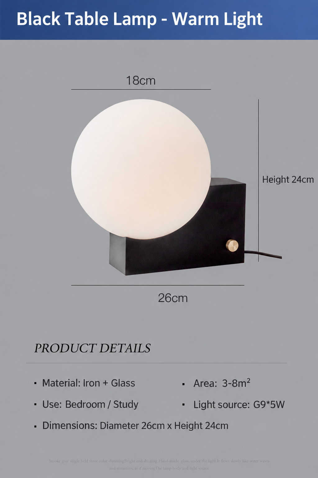 Frostveil Desk Lamp, Frosted Glass and Polished Stainless Steel