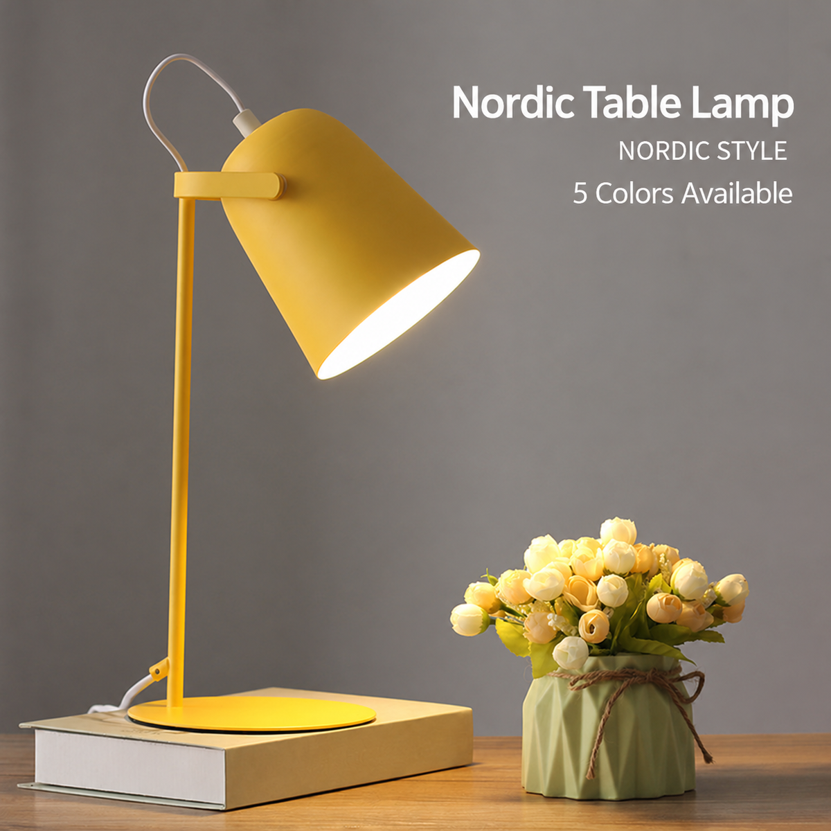 Nordic Metal Cone Table Lamp with E27 Socket
