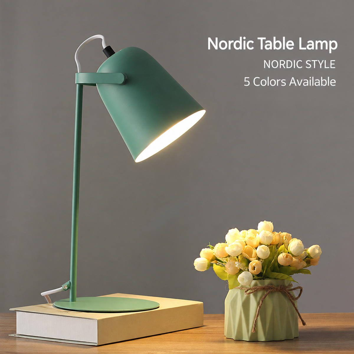 Nordic Metal Cone Table Lamp with E27 Socket