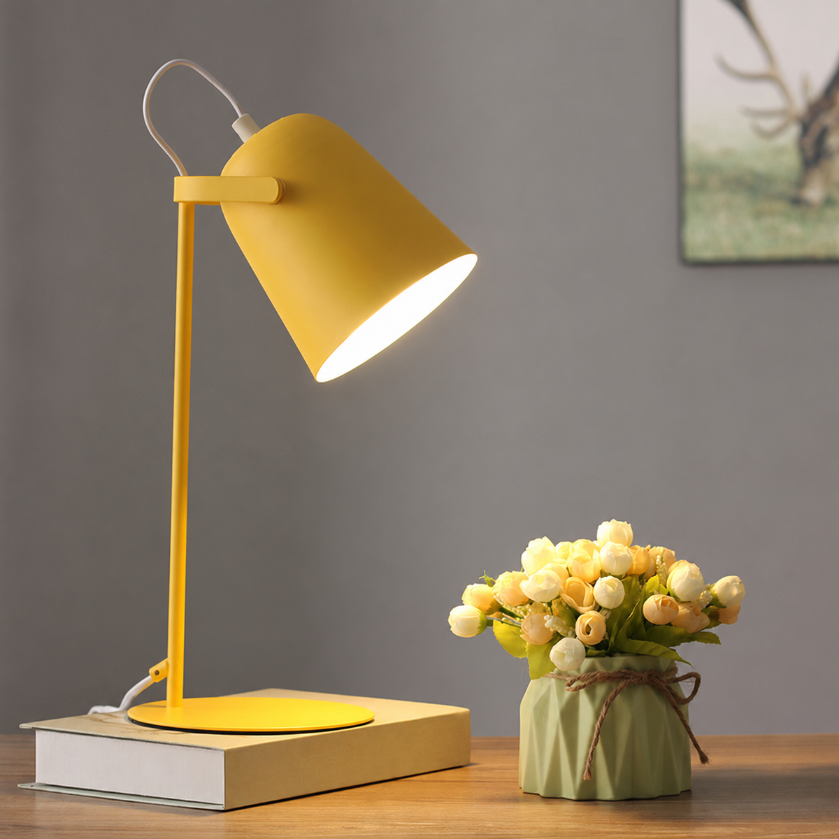 Nordic Metal Cone Table Lamp with E27 Socket