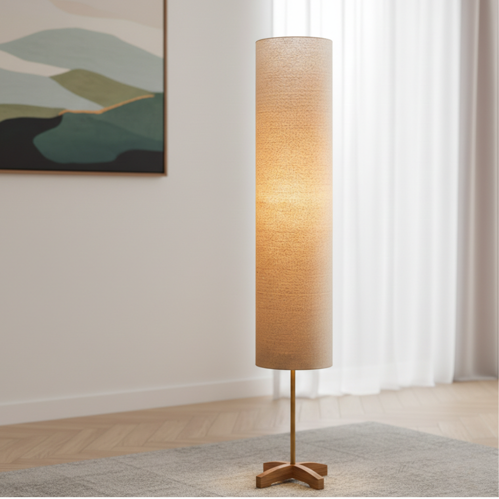 Nomi Modern Gold Floor Lamp - Scandinavian-Japanese Design for Living Room or Bedroom