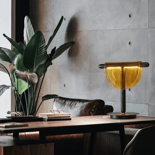 LumoAmber Half-Moon Glass Table Lamp