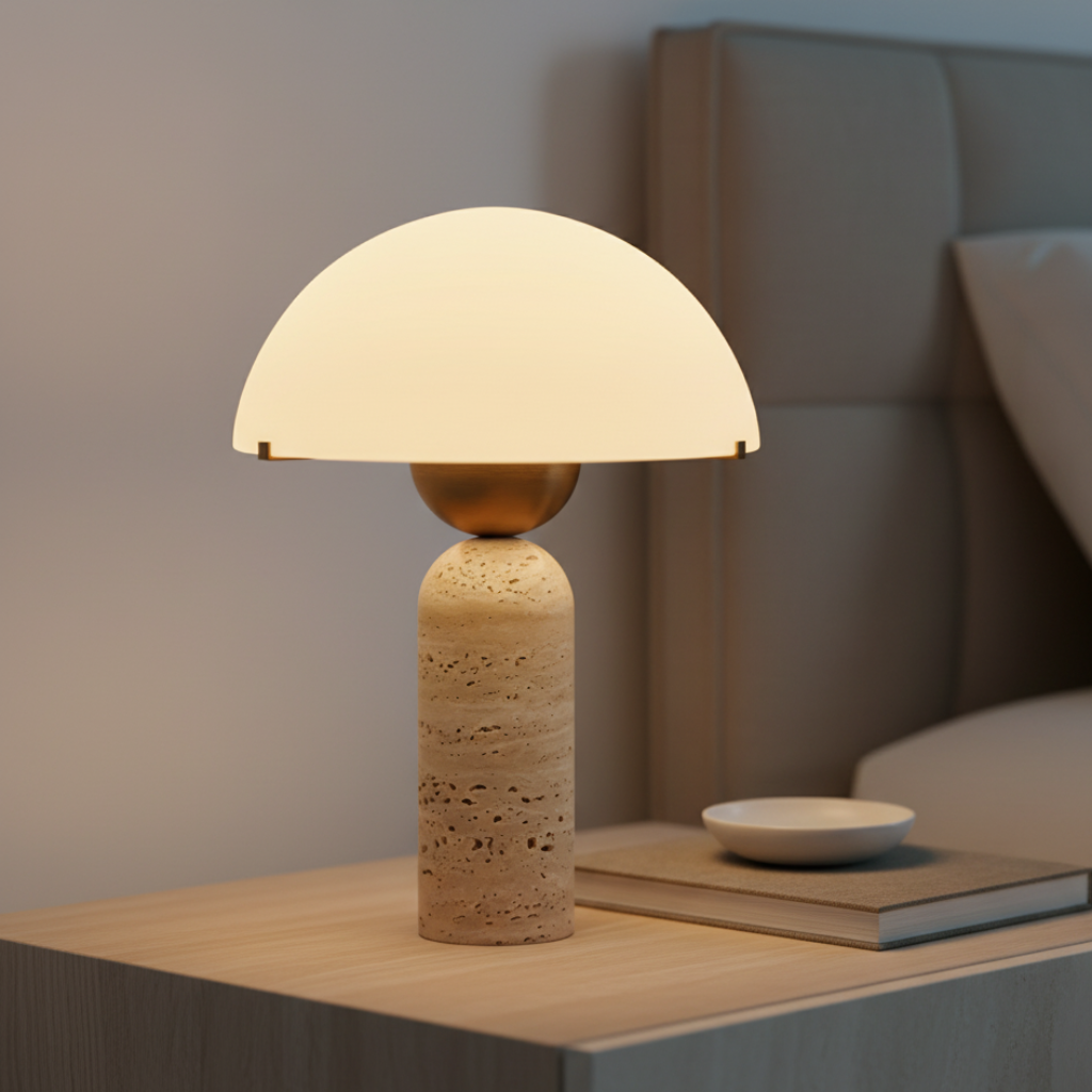MarbleSphere | Elegant Sculptural Natural Stone Table Lamp for Living Room