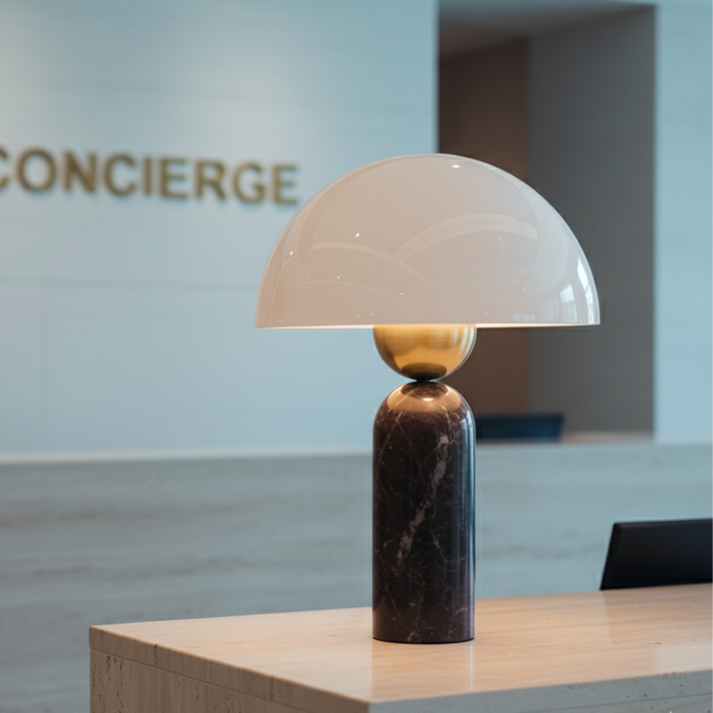 MarbleSphere | Elegant Sculptural Natural Stone Table Lamp for Living Room