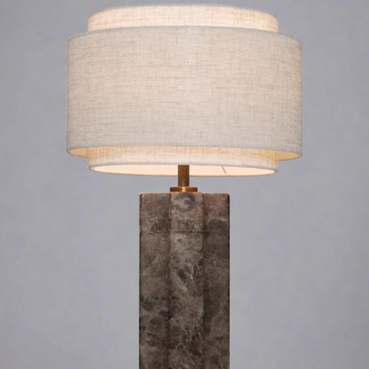 Marbella Marble Table Lamp – Timeless Stone Base with Fabric Shade