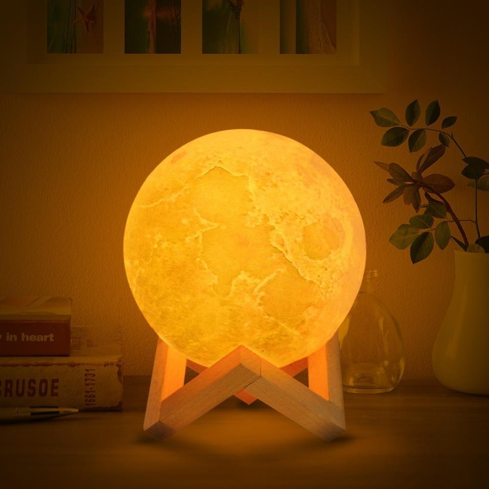 Rechargeable Wireless Dual Color Moon Full Moon Night LED Light