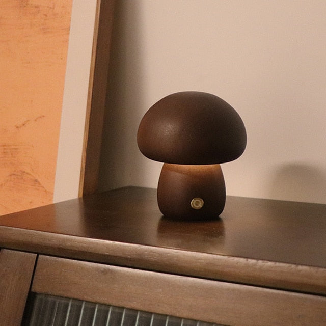 Wood Effect Mushroom Cordless Table Lamp