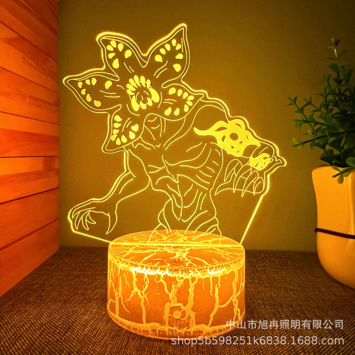 Cross border 3D night light black colorful 16 color crack table lamp