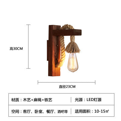 American Country Retro Cafe Industrial Style Aisle Decorative Lamps Restaurant Bar Creative Wood Art Solid Wood Wall Lamp