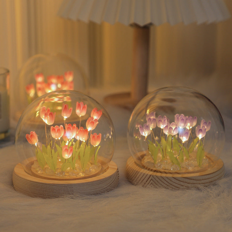 Tulip Night Light Handmade DIY Material Kit Creative Desktop Atmosphere Lamp Ornament Birthday Gift for Girls and Best Friends