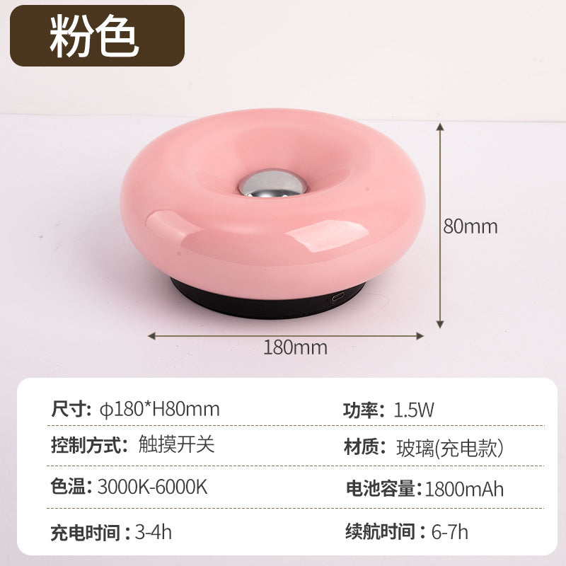 Bedside High-End Internet Celebrity Donut Charging Night Light Creative Decorative Table Lamp Atmosphere Lamp Glass Table Lamp