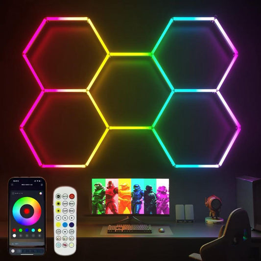 Cross-Border Led Atmosphere Light Rgb Colorful Hexagonal Light for Garage Car Wash Room, Gym, E-Sports Room, Etc