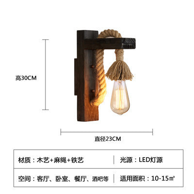 American Country Retro Cafe Industrial Style Aisle Decorative Lamps Restaurant Bar Creative Wood Art Solid Wood Wall Lamp