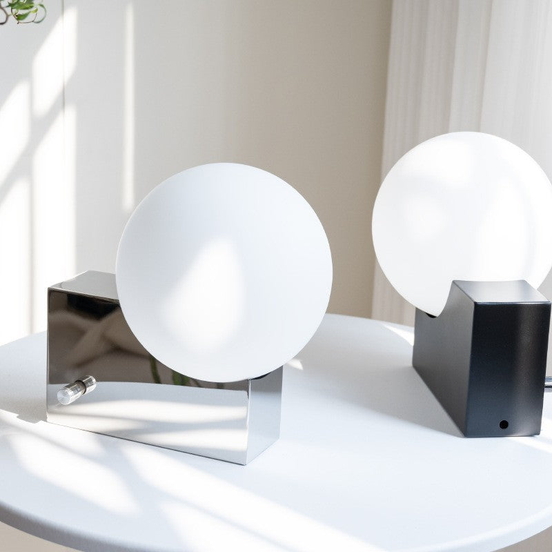 Frostveil Desk Lamp, Frosted Glass and Polished Stainless Steel