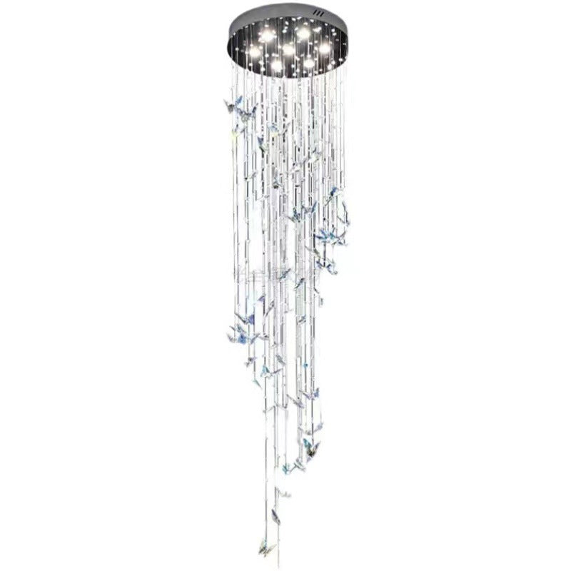 Light Luxury Crystal Lamp Hollow Modern Minimalist European Style Hotel Villa Spiral Staircase Chandelier Butterfly Crystal Lamp Decoration