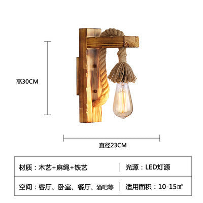 American Country Retro Cafe Industrial Style Aisle Decorative Lamps Restaurant Bar Creative Wood Art Solid Wood Wall Lamp