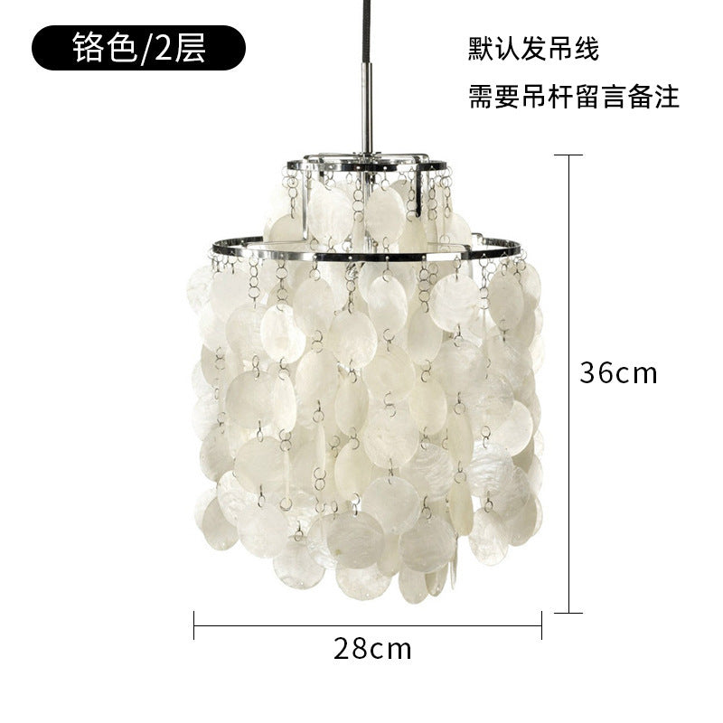 French Cream Living Room Chandelier Simple Retro American Natural Shell Bedroom Restaurant Wind Chime Decorative Eye Protection Lamps