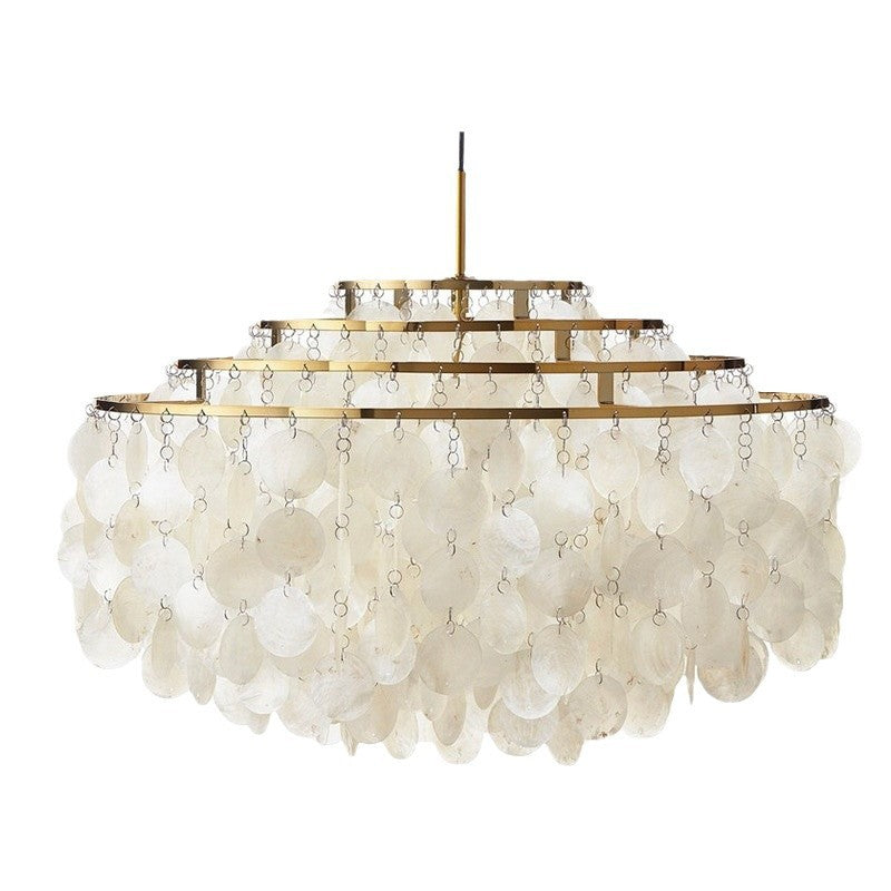 French Cream Living Room Chandelier Simple Retro American Natural Shell Bedroom Restaurant Wind Chime Decorative Eye Protection Lamps