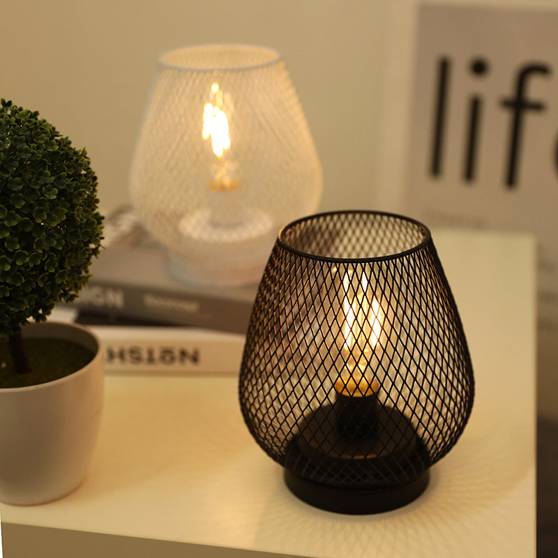Battery Operated LED Table Lamp with Mesh Design