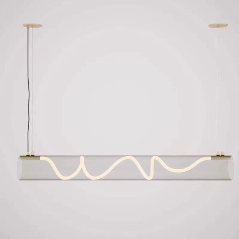 Italian Designer Modern Simple Island Table Light and Shadow Special-shaped Long Bar Table Lighting Art Restaurant Chandelier