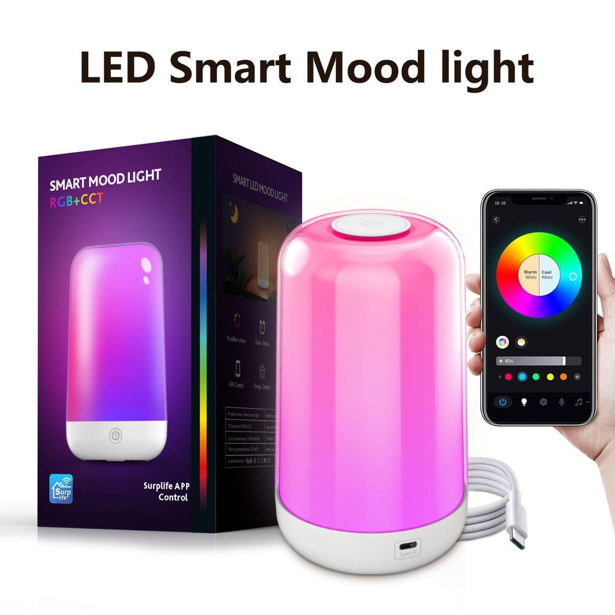 Smart Night Lamp Touch LED Night Light RGB 3600mAh Battery Rechargeable Bedside Table Lamp For Bedroom Decoration