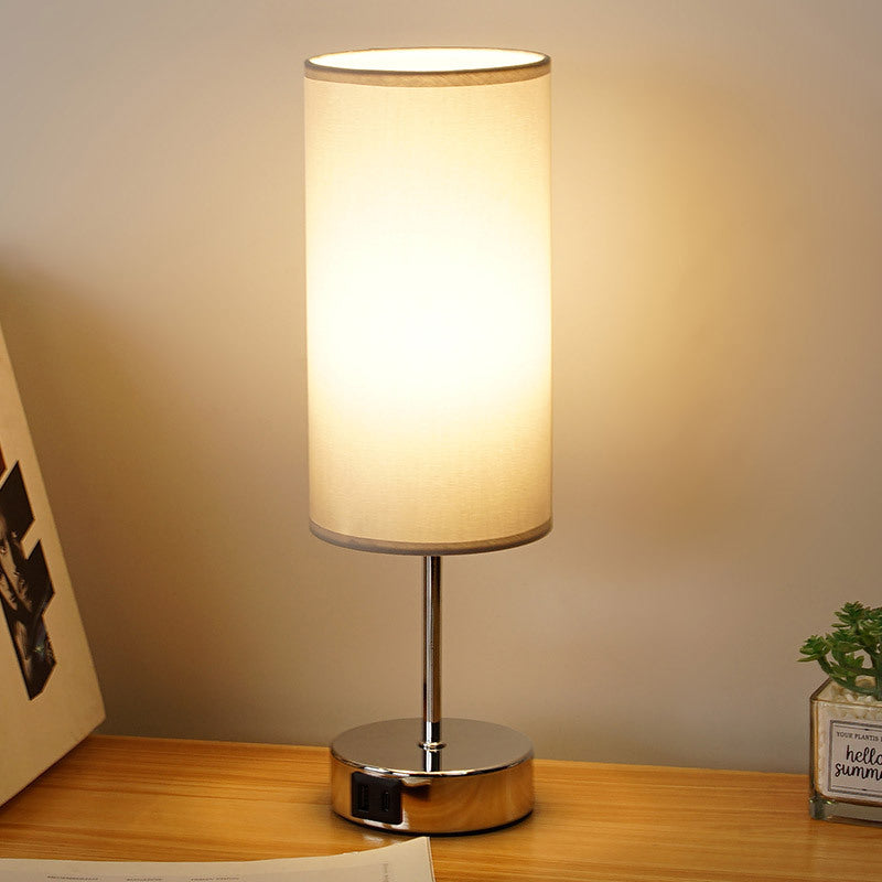 Popular Night Light Wood Grain Three-Speed Touch Dimming Cloth Cover Bedside Lamp Decorative Table Lamp