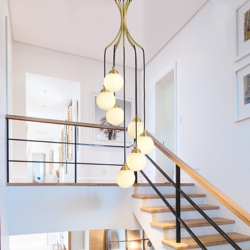 Long Pendant Light for Stairwell, Nordic Villa, Modern Minimalist and Elegant Living Room, Creative Dining Room, Rotating Duplex Large Pendant Light