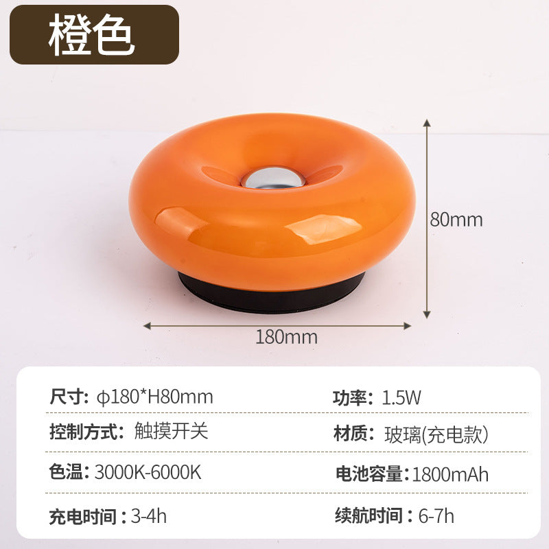 Bedside High-End Internet Celebrity Donut Charging Night Light Creative Decorative Table Lamp Atmosphere Lamp Glass Table Lamp