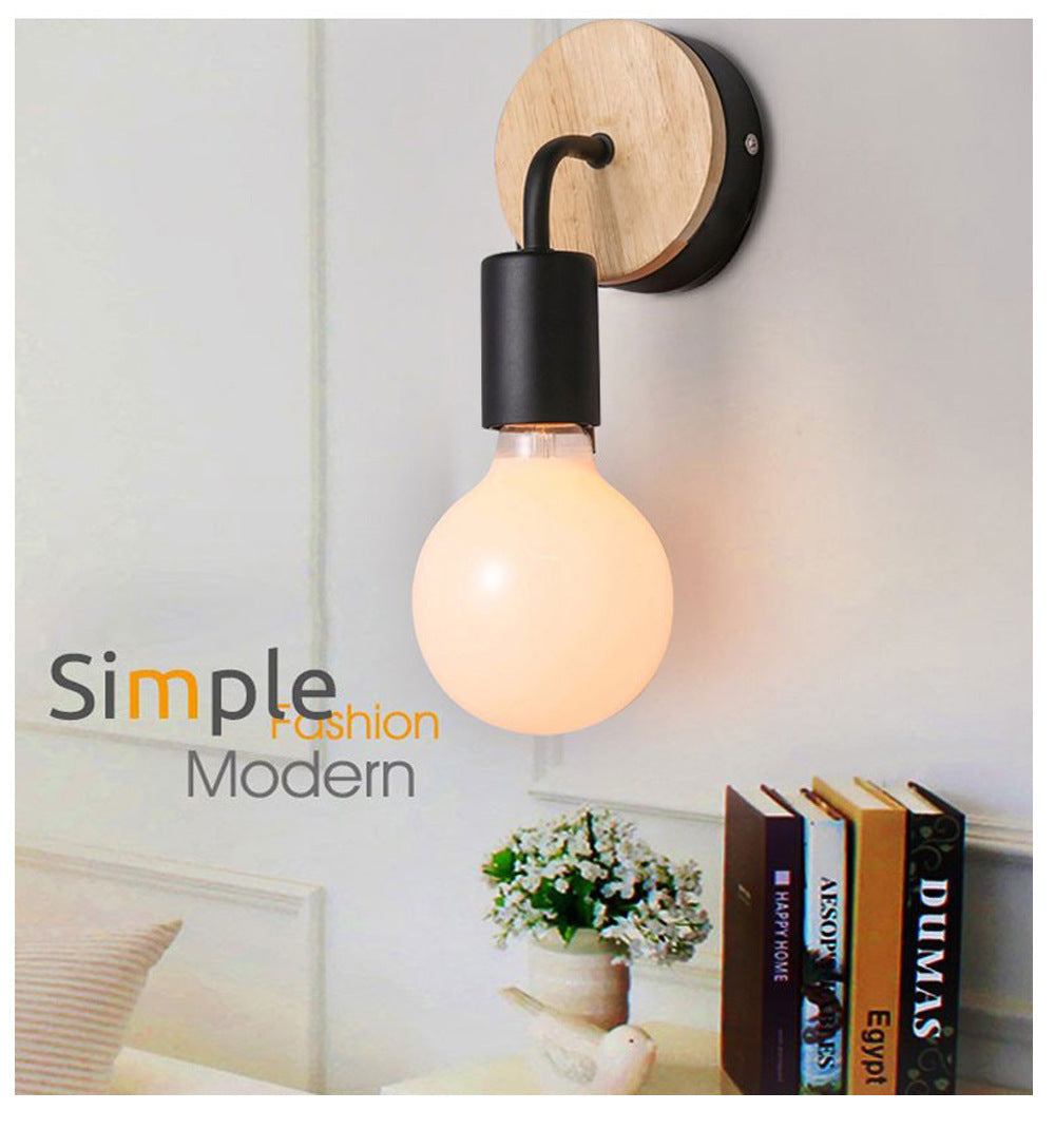 American Country Retro Cafe Industrial Style Aisle Decorative Lamps Restaurant Bar Creative Wood Art Solid Wood Wall Lamp