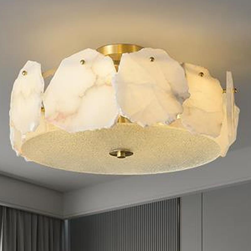 All-copper ceiling light, marble main light, bedroom light