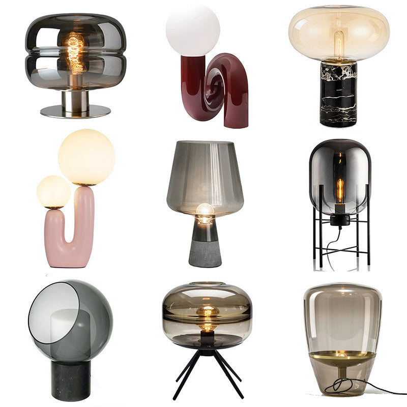 Nordic Simple Post-modern Light Luxury Table Lamp Designer Bedroom Bedside Lamp Advanced Sense Living Room Decorative Glass Creative