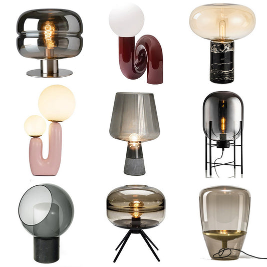 Nordic Simple Post-modern Light Luxury Table Lamp Designer Bedroom Bedside Lamp Advanced Sense Living Room Decorative Glass Creative
