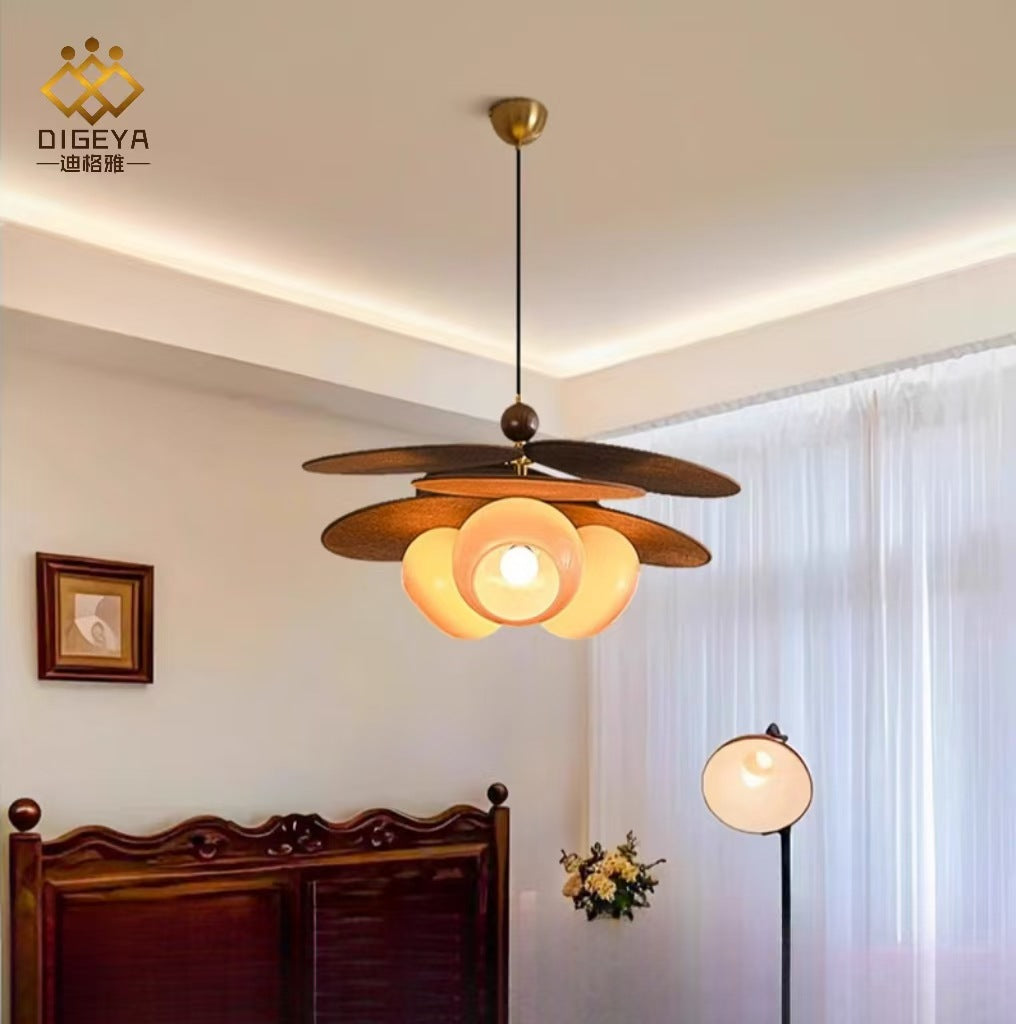 Dikya French Mid-Century Style Restaurant Bedroom Magic Bean Chandelier Retro Creative Raffia Bar Bed and Breakfast Decorative Lamp