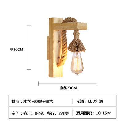 American Country Retro Cafe Industrial Style Aisle Decorative Lamps Restaurant Bar Creative Wood Art Solid Wood Wall Lamp