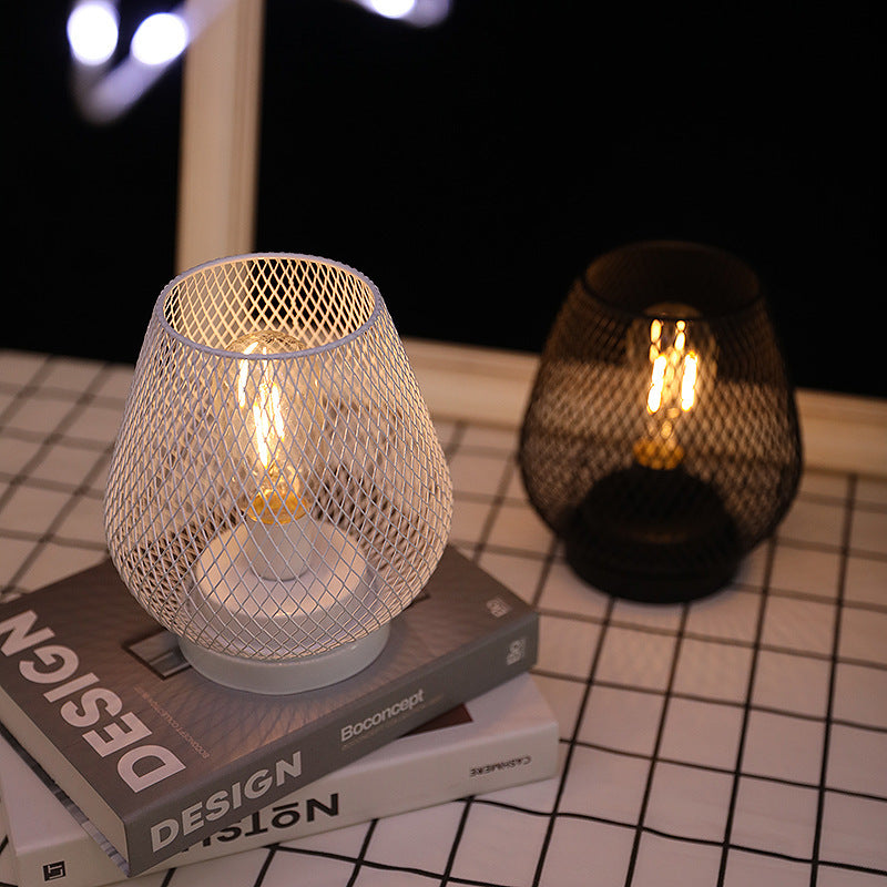 Battery Operated LED Table Lamp with Mesh Design