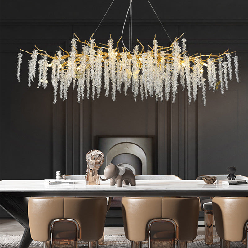 Light Luxury Restaurant Chandelier Crystal Lamp New Artistic Creative Branch Living Room American Crystal Source Factory Zhongshan