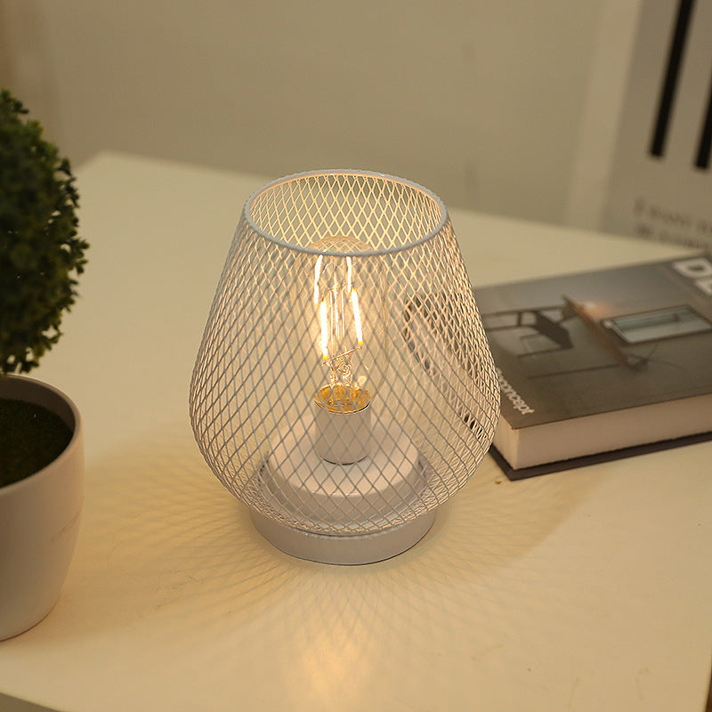 Battery Operated LED Table Lamp with Mesh Design