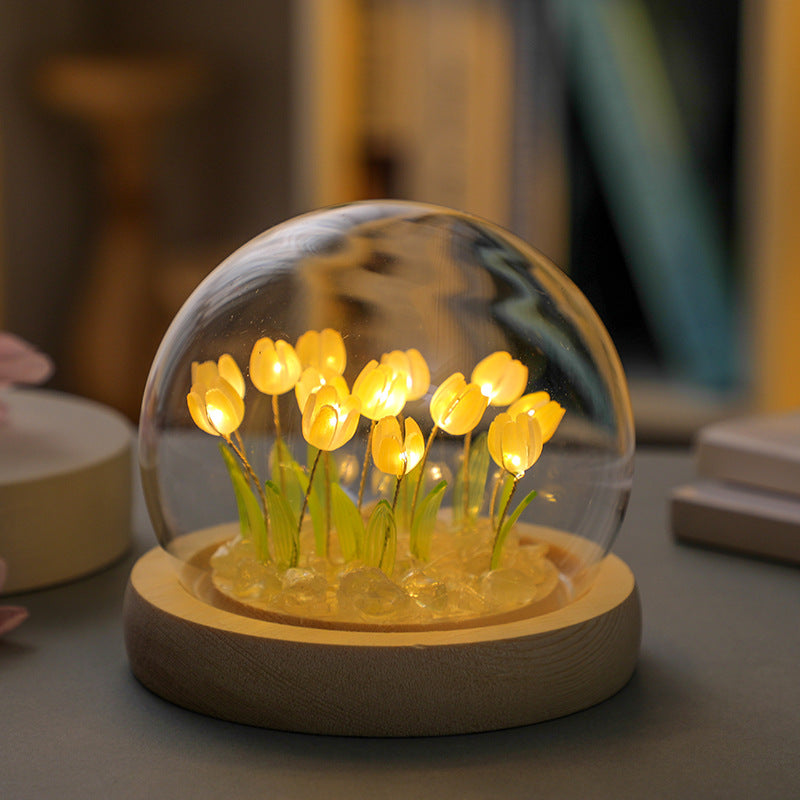 Tulip Night Light Handmade DIY Material Kit Creative Desktop Atmosphere Lamp Ornament Birthday Gift for Girls and Best Friends