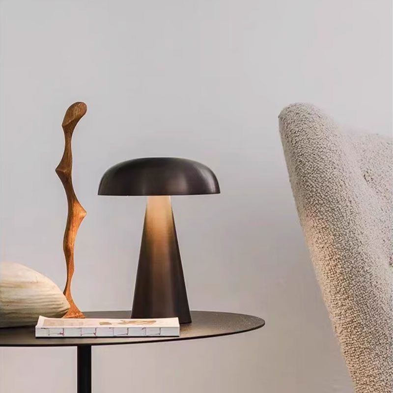 USB Rechargeable Metal Mushroom Table Lamp