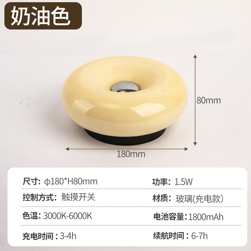 Bedside High-End Internet Celebrity Donut Charging Night Light Creative Decorative Table Lamp Atmosphere Lamp Glass Table Lamp