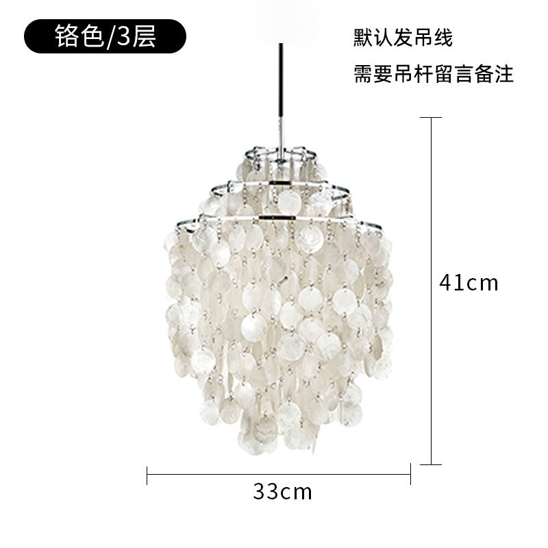 French Cream Living Room Chandelier Simple Retro American Natural Shell Bedroom Restaurant Wind Chime Decorative Eye Protection Lamps