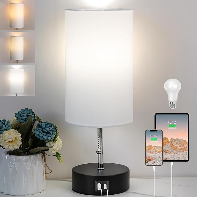 Pull Chain Desk Lamp Led Table Lamp Bedside Lamps with USB A+C Port Fast Charging Rechargeable Lamps Bedroom Decoration лампа