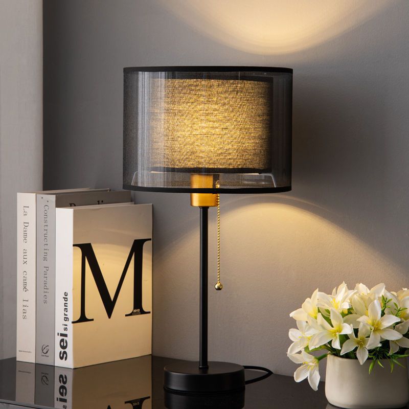 Vintage Table Lamp with Double Fabric Shade