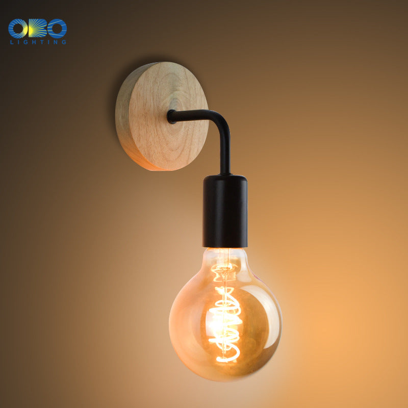 American Country Retro Cafe Industrial Style Aisle Decorative Lamps Restaurant Bar Creative Wood Art Solid Wood Wall Lamp